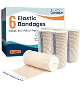 Premium Elastic Bandage Wrap,4"×6 Pack Compression Bandage for Legs, Ankle, Knee,Foot,Body,Suppor...