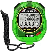 PULIVIA Stopwatch Timer 10 Splits/Laps Digital Stop Watch for Sports, Countdown Alarm Clock Date ...