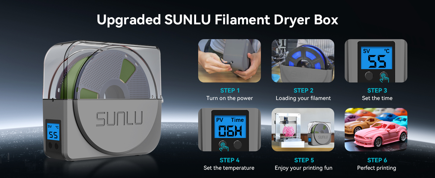 SUNLU Filament Dryer Box S1 for 3D Printer Filament grey
