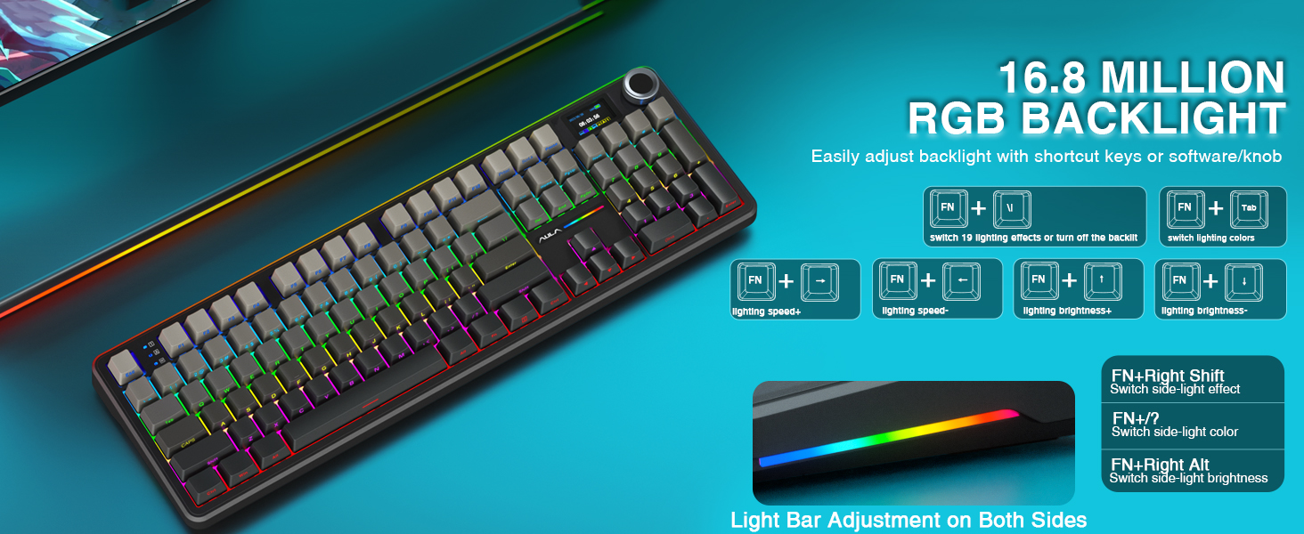 AULA F108 PRO - rgb backlit keyboard