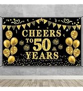 Trgowaul 50th Birthday/Anniversary/Wedding Decorations for Women Men, Cheers to 50 Years Banner, ...