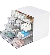 OSteed Desk Craft Organizer and Storage with 7 Flat Drawers, Stackable Plastic Desktop Accessorie...