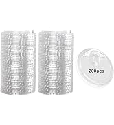 Krijuess 200 pcs Plastic Clear Strawless Snap Disposable PET Lids Fits for 12, 16, 20, 24 oz Cups...
