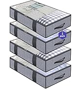 Onlyeasy 4 Pack Large Under Bed Storage Bag Organizer for Clothes, Quilts, Blankets, Foldable Fab...