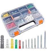 Haespot 390-Piece Multi-Functional Drywall Anchor and Screw Kit, 6 Different Size Anchor with Woo...