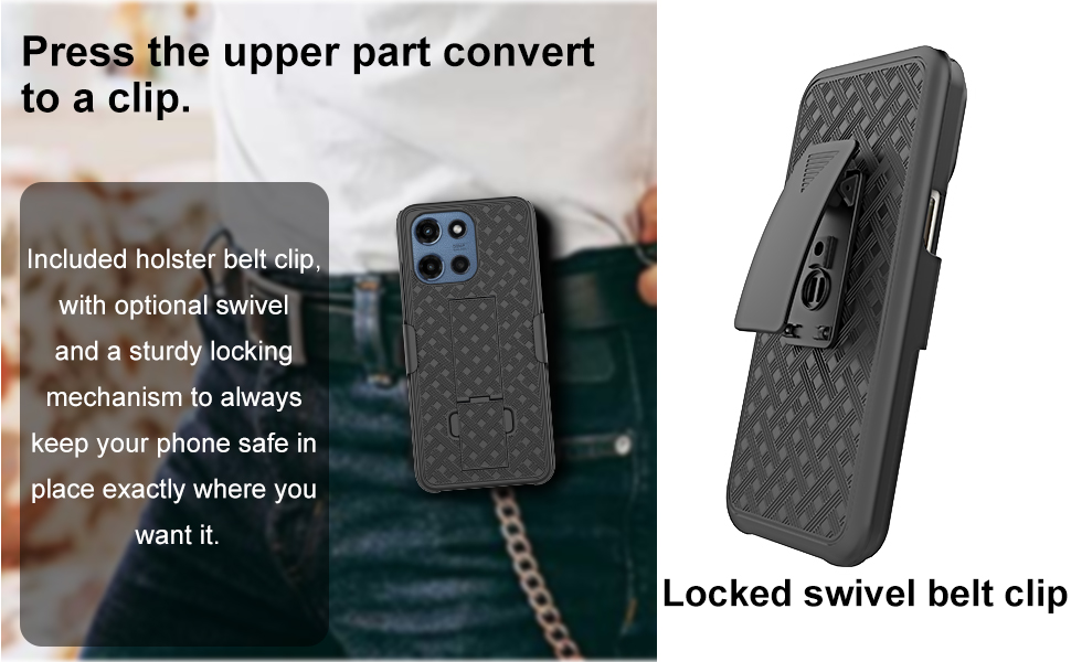 Ailiber Compatible with Motorola Moto G 2025 Phone Case Belt Clip Holster