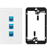 Iwillink 10Gbps Ethernet Wall Plate CAT6A, 3-Port Keystone Wall Plate and Jack Outlet, RJ45 Wall ...