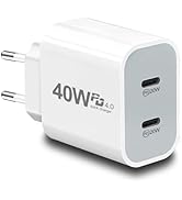European USB C Charger, 40W PD4.0 European Travel Plug Adapter Dual Type C Fast Charger USA to Eu...