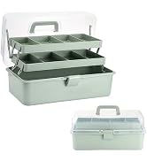 BTSKY 3-Layer 16-Inch Clear Plastic Dividing Storage Box Craft Organizer and Storage with Adjusta...