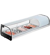 VEVOR GN-52L Display Refrigerator 1.8 Cu.ft Commercial Case, 5-Pan Countertop Showcase with Curve...
