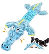 WOWBALA Crocodile Squeaky Dog Toys for Puppy, Small and Medium Breed | Interactive Tug of War wit...