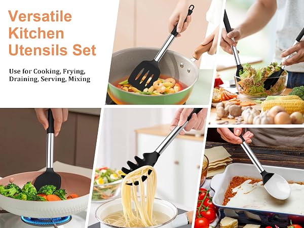 silicone cooking utensil for frying, mixing, cooking