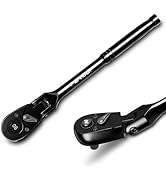 zhax 1/2" Drive Flex-Head Ratchet, 90-Tooth Quick Release Ratchets, 4° Swing Arc, Reversible Ratc...