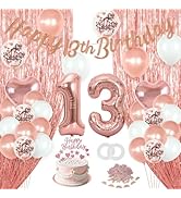 13th Birthday Decorations for Girls,Happy Official 13th Teenager Birthday Kits Pink Rose Gold Num...