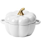 Dutch Oven Pot with Lid, Pumpkin Pottery Dessert Saucepan, Mini Baking Dish Cute Pumpkin Bowl, Co...