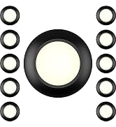 JULLISON 10 Packs 4 Inch Black LED Low Profile Recessed & Surface Mount Disk Light, Round, 10W, 6...