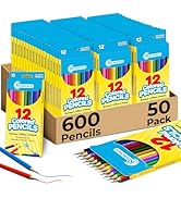 Rosmonde Bulk Colored Pencils, 50 Pack | 600 Count, Pre Sharpened Color Pencils Set, 12 Assorted ...
