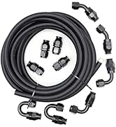 GXARTS 8AN PTFE Fuel Line Kit, AN8 E85 Nylon Braided Oil Gas CPE Fuel line with 10 Hose Fitting K...