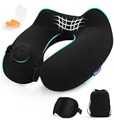 Glyzia Inflatable Travel Neck Pillow for Airplane, 360° Head Support Velvet Adult Neck Pillow for...