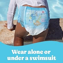 Little Swimmers swim diapers are made to be worn by themselves or under a swimsuit