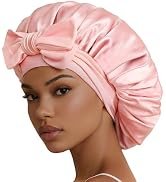 Silk Bonnet for Sleeping Satin Hair Bonnet Double Layer Adjustable Sleep Cap with Elastic Tie Band