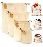 Muslin Bags Drawstrings - Set of 8 Mixed (S,M,L,XL) - Reusable Produce Bags for Bulk Food St...