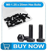 Yinpecly M8 Hex Bolts, M8-1.25 x 25mm Hex Head Bolts, Carbon Steel Grade 8.8, Black Oxide Finish,...
