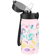 GOPPUS Kids Water Bottle (Straw Lid) - 14 Oz Stainless Steel Travel Bottle, Double Wall Vacuum Le...