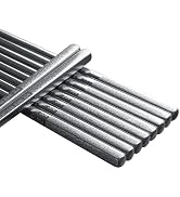 IQCWOOD Chopsticks Reusable, 5 Pairs 304 Stainless Steel Chopsticks, Korean Japanese Chinese Chop...