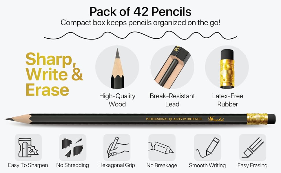 Smooth HB writing pencils with rubbers on the end perfect for school handwriting practice