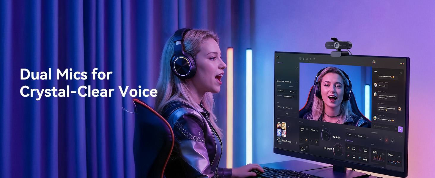 streaming camera with 2 Microphones