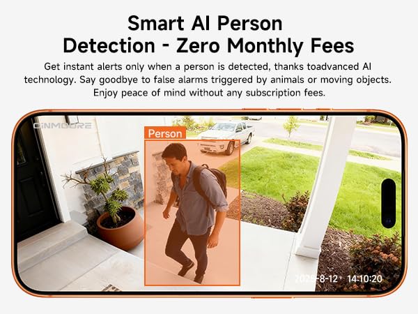 Wireless Home Security Cameras Outdoor, Non-Subscription AI Person Detection, Color Night Vision
