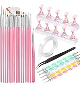 FANDAMEI Nail Art Tools, Nail Brush, 15 PCS Nail Art Brushes, 5 PCS Nail Dotting Tool, Nail Stand...