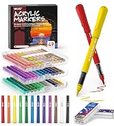 WUO 49 Packs Acrylic Paint Markers Replaceable Ink Cartridges,Water-Based No-Bleed Acrylic Marker...
