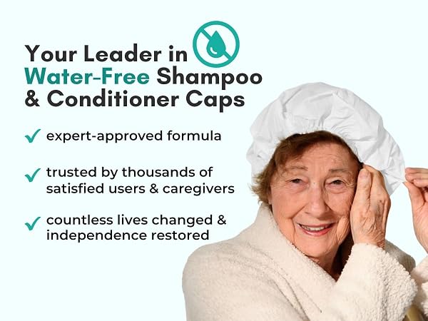 expert proven, waterless shampoo caps, shampoo, conditioner for elderly