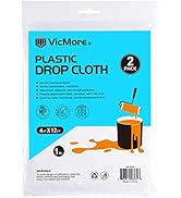VICMORE Clear Plastic Drop Cloth 4ft x 12ft, 2-Pack - Waterproof, Dustproof, Odorless, Recyclable...