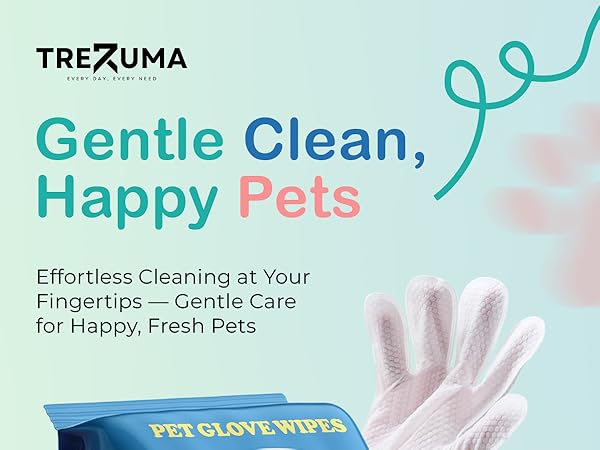 Pet glove wipes for dogs and cats with coconut scent for no rinse full body cleaning