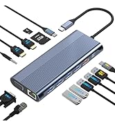 USB C Docking Station Dual Monitor for Dell/HP/Lenovo/Mac Laptop, Dual HDMI Adapter for 2 Monitor...