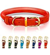OOPSDOGGY Rolled Leather Dog Collar - Leather Puppy Collars for Small Dogs Cats - Round Dog Colla...
