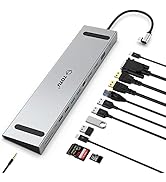 Docking Station, TOTU 13 in 1 USB C Docking Station with Dual 4K HDMI, VGA, 82W PD, 4 USB, Laptop...