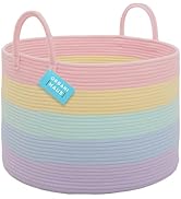 OrganiHaus Cute Basket for Pastel Rainbow Classroom Decor 20x13, Toy Basket Storage for Kids Room...