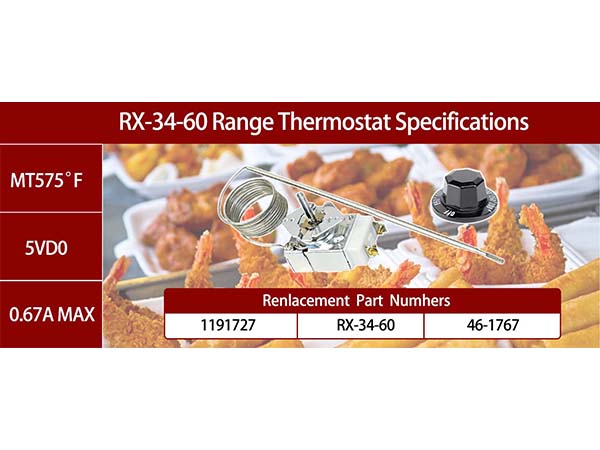1191727, RX-34-60 Thermostat(with 550 F Thermostat 1190573 Knob)