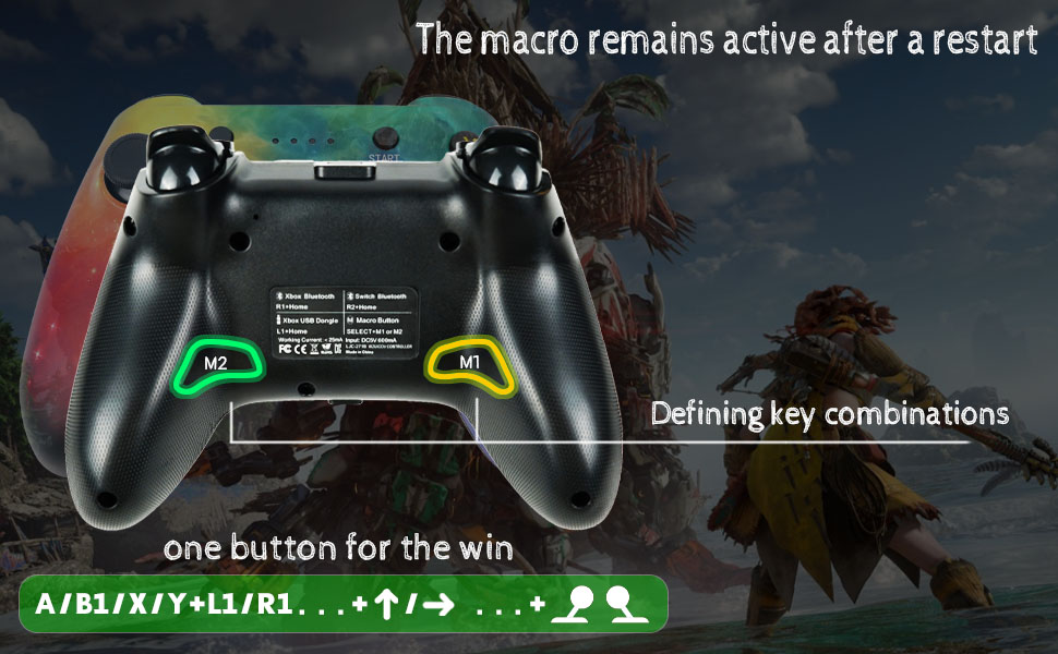 Supports M1 and M2 macro key definitions