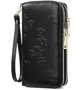 yiijay Womens Wallet RFID Blocking Large Capacity Leather Double Zip Wristlet Wallet Credit Card ...