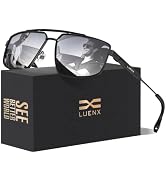 Luenx Aviator Polarized Sunglasses Men Women Square UV400 Driving | Wide Head Fit,Polygon Shades,...