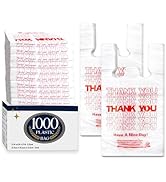 YoYoRain 1000 Pack White Thank You T-Shirt Bags with Handles, 11"x6"x21" Plastic Shopping Bags fo...