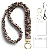 Stretchy Scrunchie Lanyard with ID Badges Holder, Retractable Keychain Holder for Women Teacher, ...