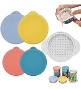 4 Packs Silicone Lids (3.0-inch & 3.5-inch) Bundle with 1 Pack Can Strainer | Can Strainer for Ca...