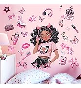 Bedroom Wall Stickers for Black Girls: Peel and Stick Fashion African American Butterfly Wall Dec...