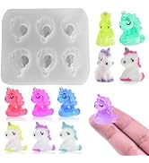 Cute Tiny Unicorn Figurines Resin Silicone Mold Micro Dollhouse Animal Epoxy Casting Mold for DIY...